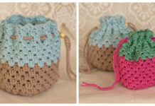 Granny Stitch Drawstring Bag Crochet Free Patterns- Drawstring Bag Free #Crochet; Patterns