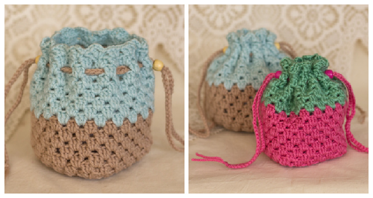 Granny square drawstring discount bag