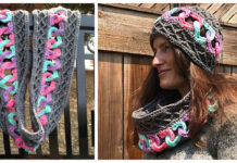 Linked Hearts Scarf & Hat Crochet Free Pattern