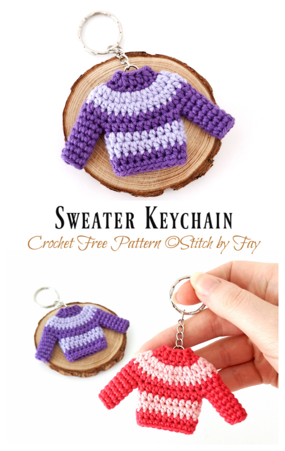 cardigan crocheted keychain