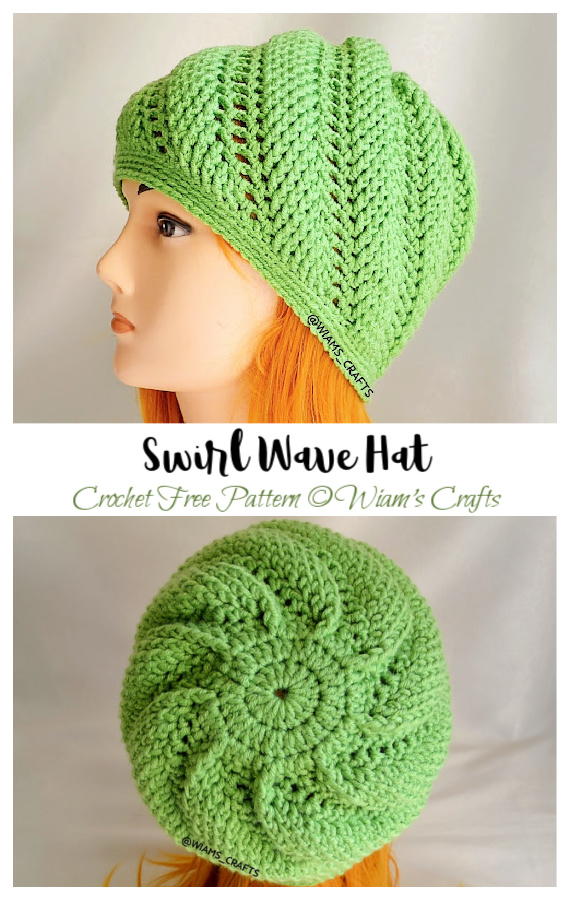 Swirl Wave Hat Crochet Free Pattern - Adult Beanie #Hat; #Crochet; Free Patterns