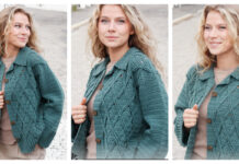 Teal Crossover Cable Cardigan Crochet Free Pattern