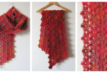 Popcorn Late Flowers Scarf Crochet Free Pattern