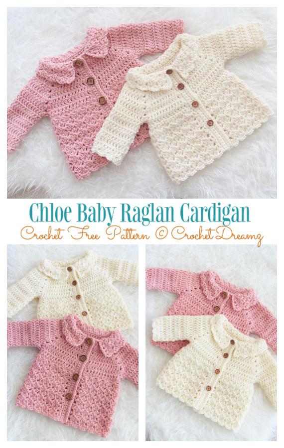 Chloe Baby Raglan Cardigan Crochet Free Pattern