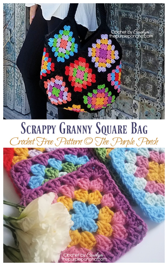 Scrappy Granny Square Bag Crochet Free Pattern