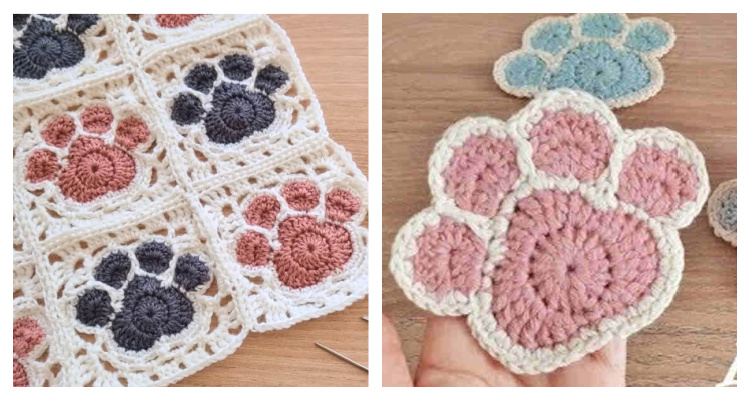 Paw Square Blanket Crochet Free Pattern [Video] - Crochet & Knitting