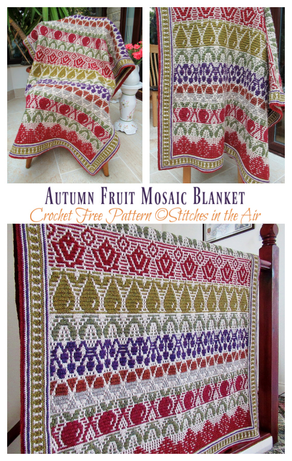 Autumn Fruit Mosaic Blanket Crochet Free Pattern