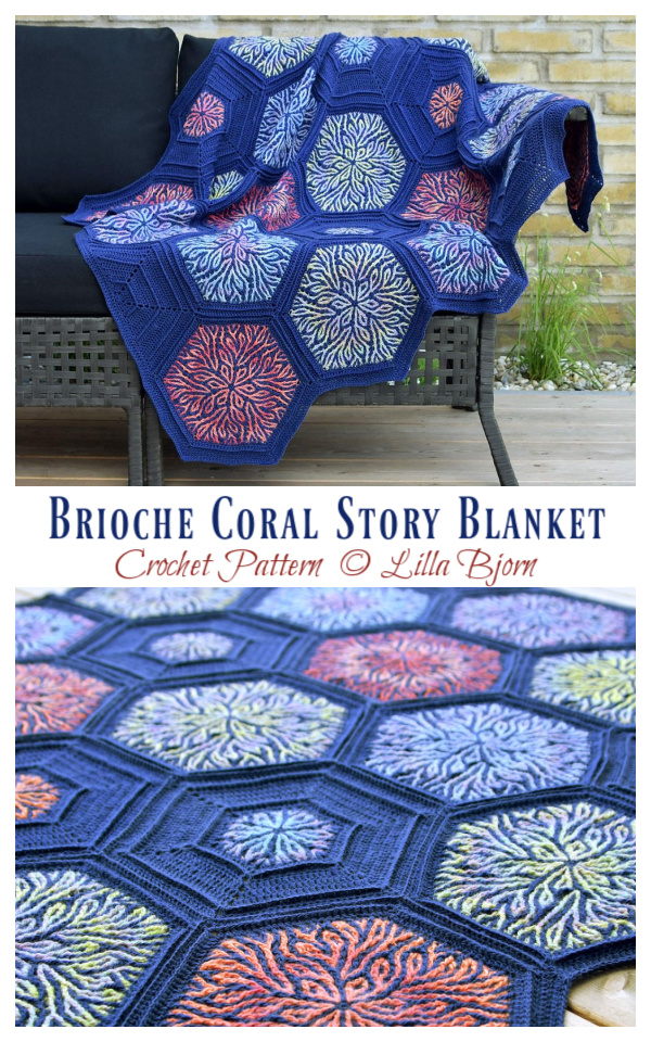 Brioche Coral Story Blanket Crochet Pattern