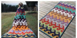 Mosaic Waves Blanket Crochet Free Pattern