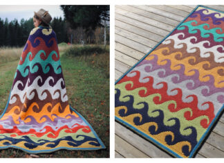 Mosaic Waves Blanket Crochet Free Pattern