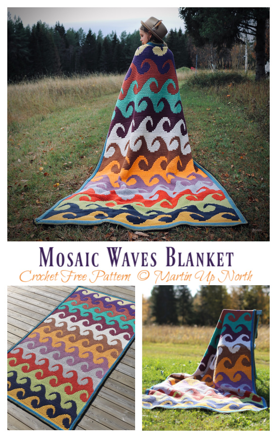 Waves Mosaic Crochet Blanket - Free Pattern + Video Tutorial