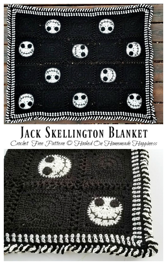 Halloween Jack Skellington Blanket Crochet Free Pattern Crochet