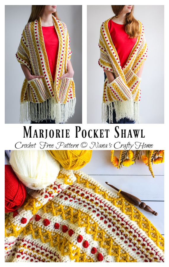 Marjorie Pocket Shawl Crochet Free Pattern