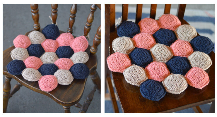 Hexie Puff Seat Cushion Crochet Free Pattern