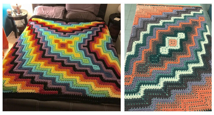 Square and Ripple Blanket Crochet Free Patterns