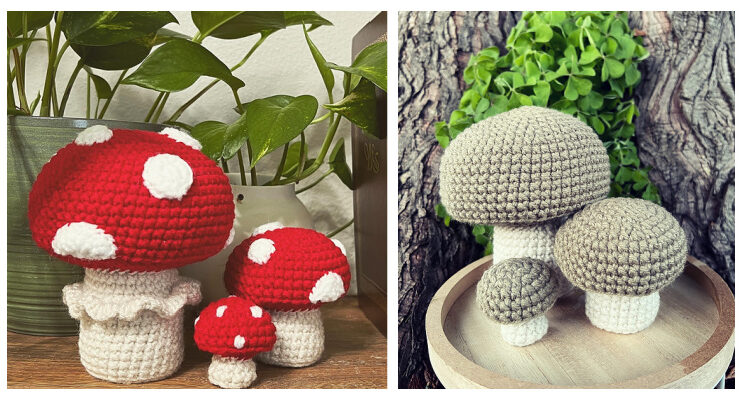 Mushroom Trio Crochet Free Pattern