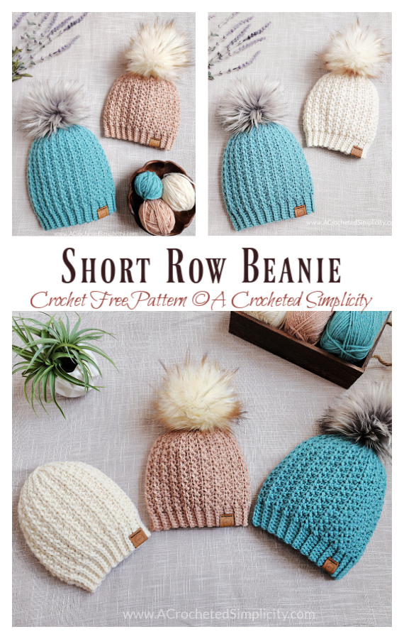 Short Row Beanie Crochet Free Pattern