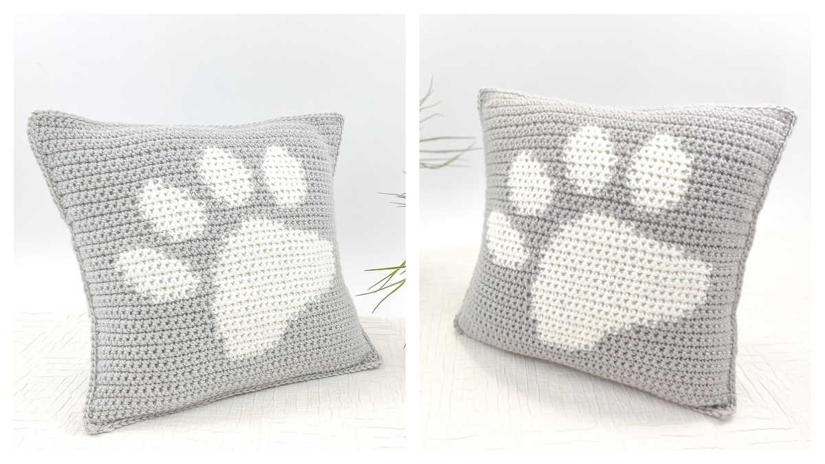 Paw Print Pillow Cover Crochet Free Pattern - Crochet & Knitting