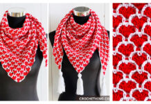 Triangle Heart Shawl Crochet Free Pattern