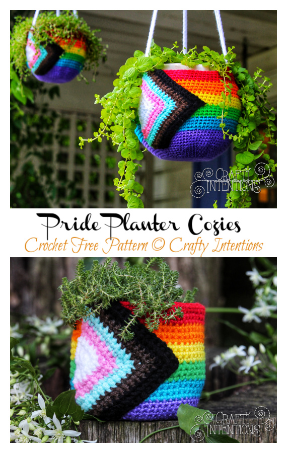 Pride Planter Cozies Crochet Free Pattern