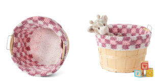 Gingham Bushel Basket Liner Crochet Free Pattern