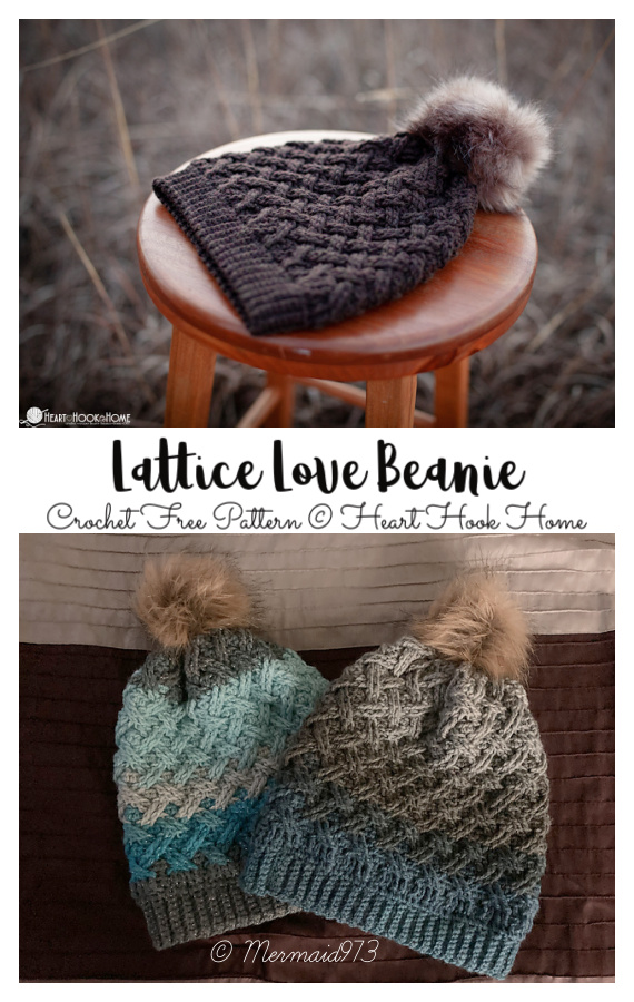 Lattice Love Beanie Mitts Set Crochet Free Patterns