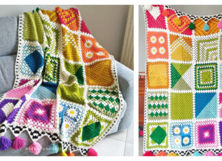 Rainbow Granny Blanket Crochet Free Pattern