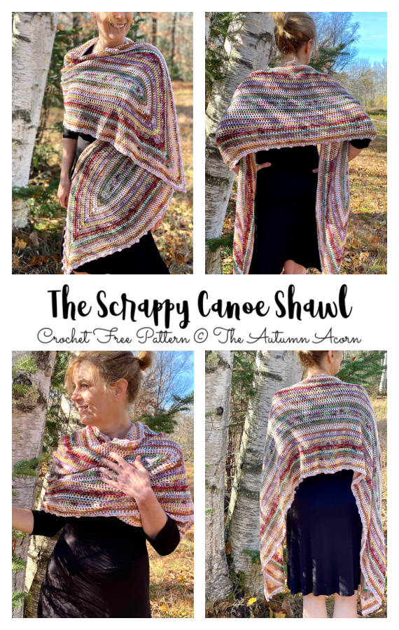 The Scrappy Canoe Shawl Crochet Free Pattern