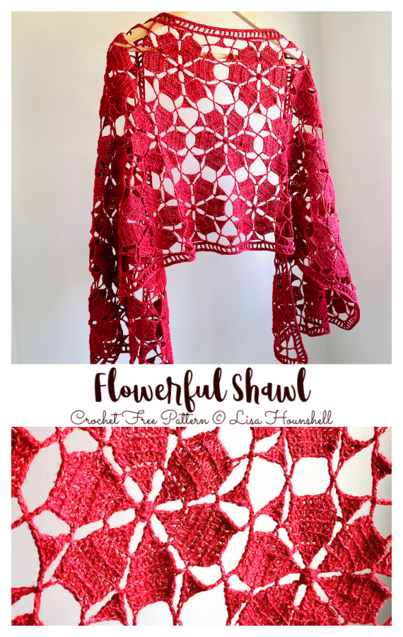 Flowerful Shawl Crochet Free Pattern