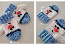 Snowman Mittens Crochet Free Pattern