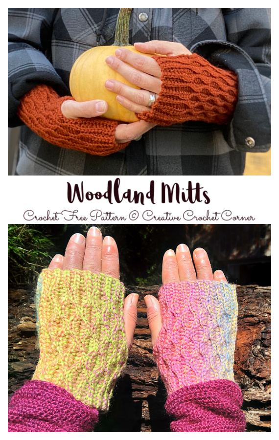 Woodland Mitts Crochet Free Pattern