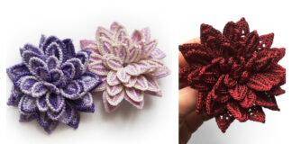 Flower Brooch Crochet Free Pattern