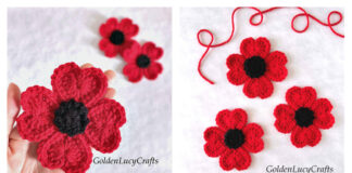 Heart Poppy Flower Crochet Free Pattern