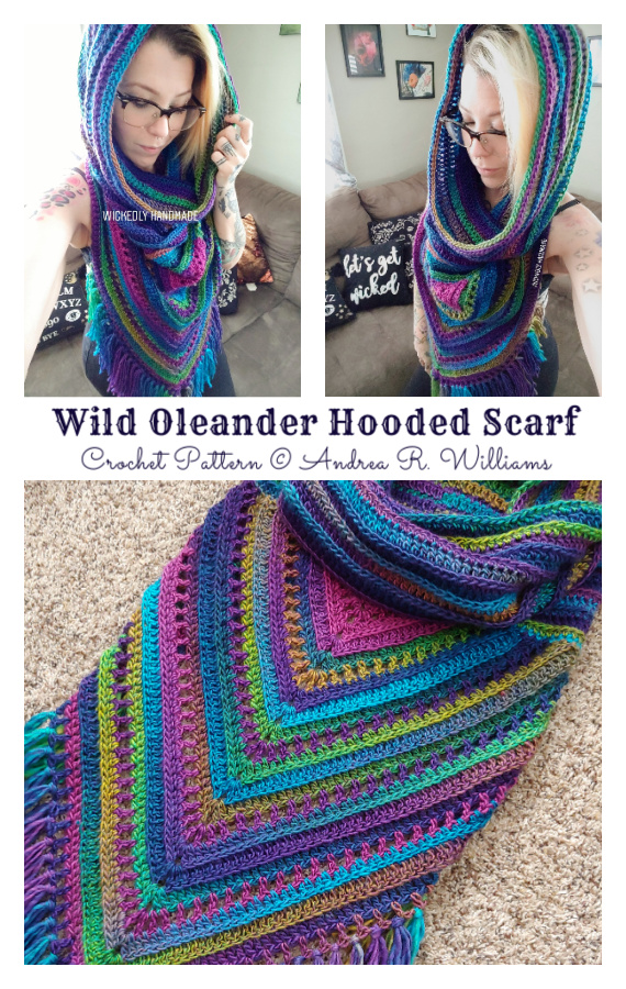 Wild Oleander Hooded Scarf Crochet Pattern